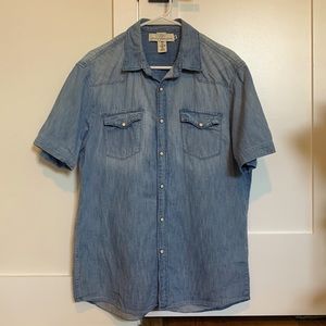 Men’s H&M Pearl Snap Button Down Short Sleeve Shirt Size L